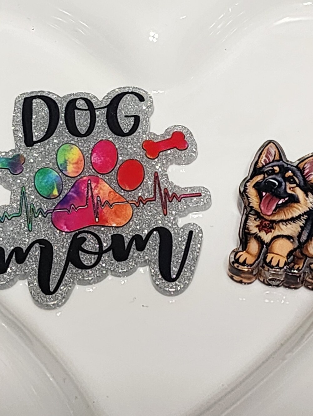 Dog Mom German Shephard Flatback Focal Bead Badge Keychain Crafts Beaded Pen